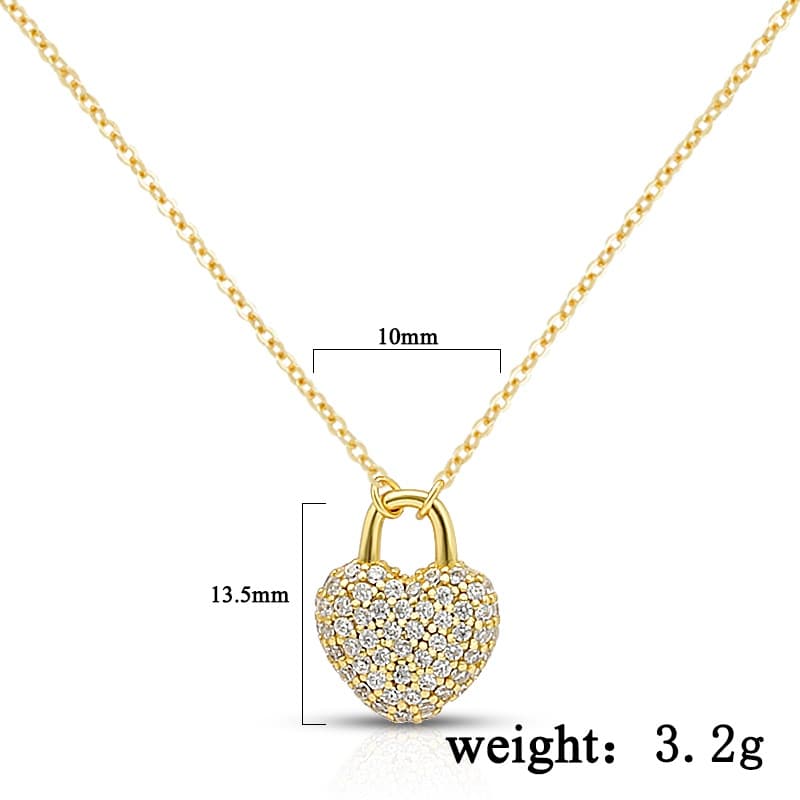 Pave Lock Heart Necklace