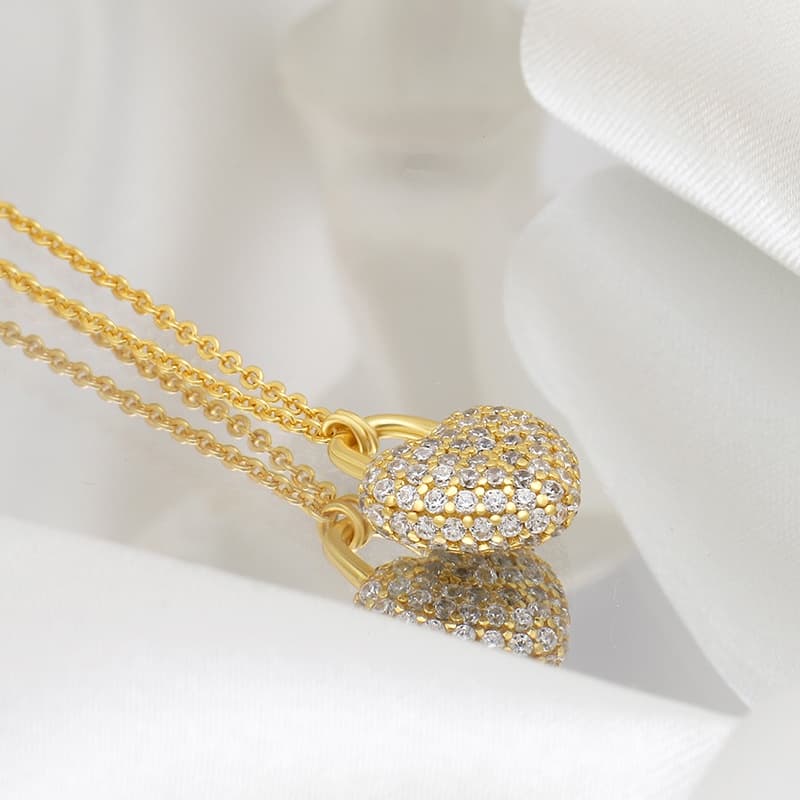 Pave Lock Heart Necklace