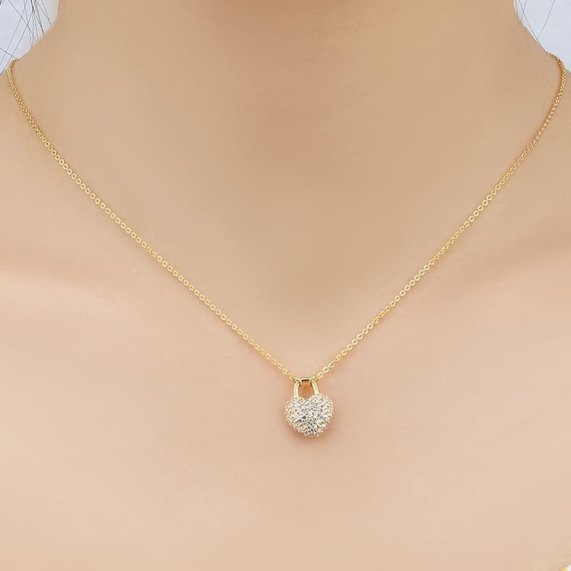 Pave Lock Heart Necklace