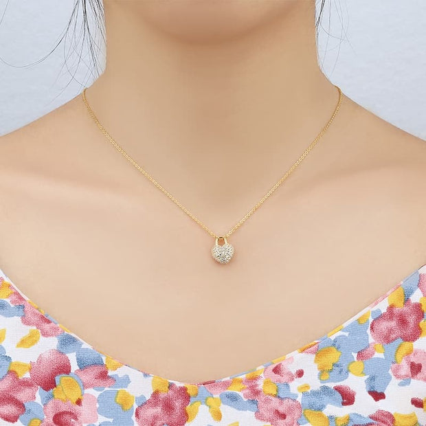 Pave Lock Heart Necklace