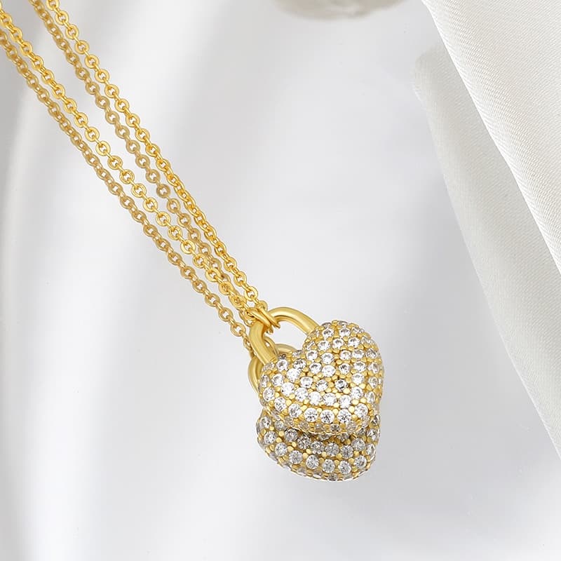 Pave Lock Heart Necklace
