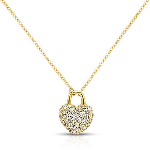 Pave Lock Heart Necklace SN00008