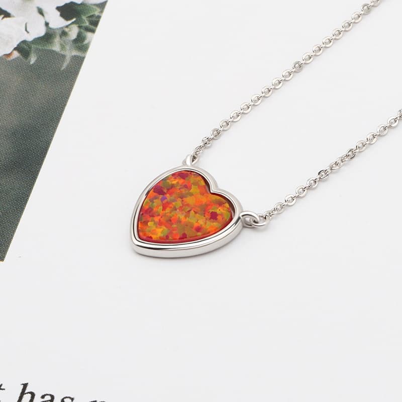 Red Heart Opal Necklace