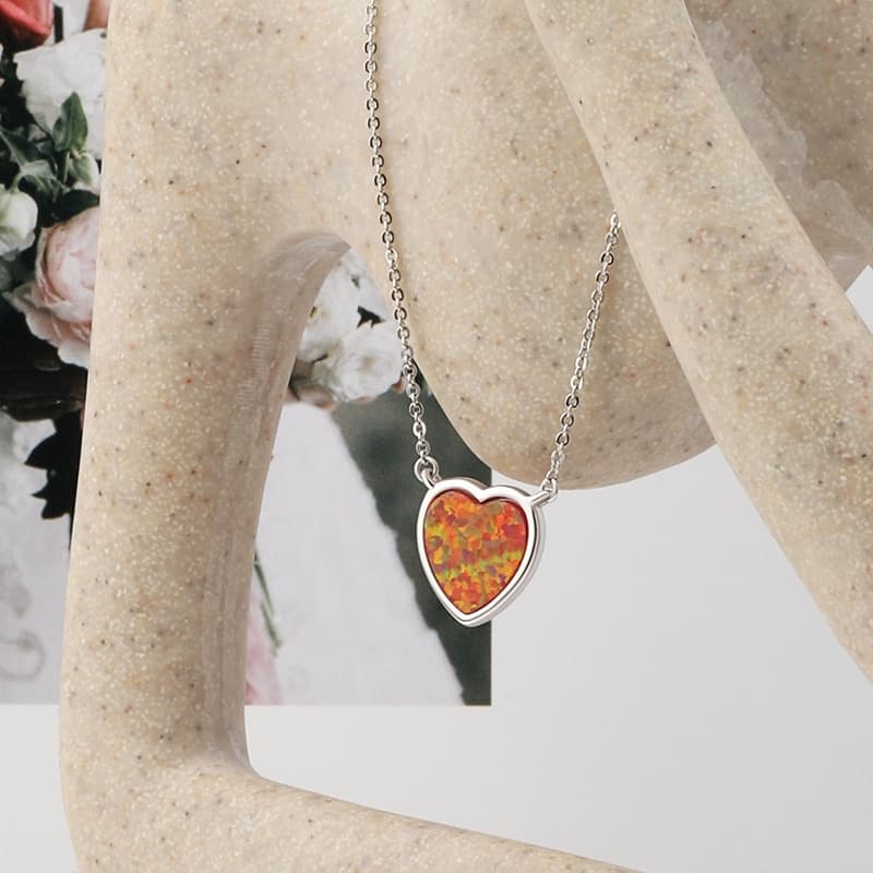 Red Heart Opal Necklace