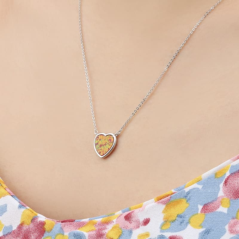 Red Heart Opal Necklace