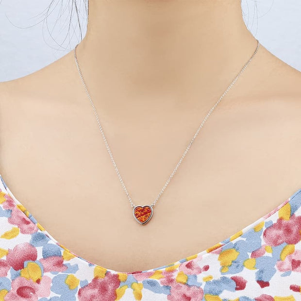 Red Heart Opal Necklace