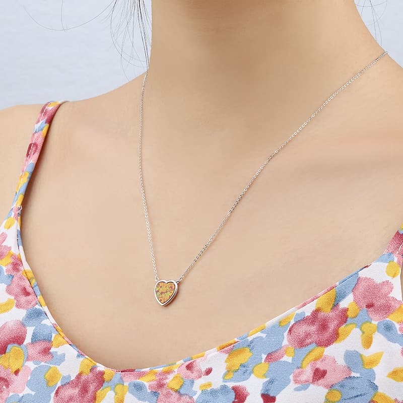 Red Heart Opal Necklace