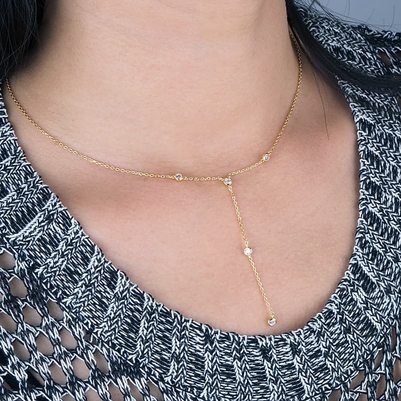 Cubic Zirconia Bezel Necklace