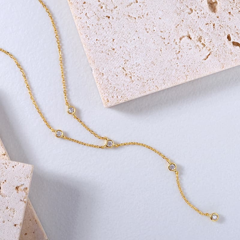 Cubic Zirconia Bezel Necklace