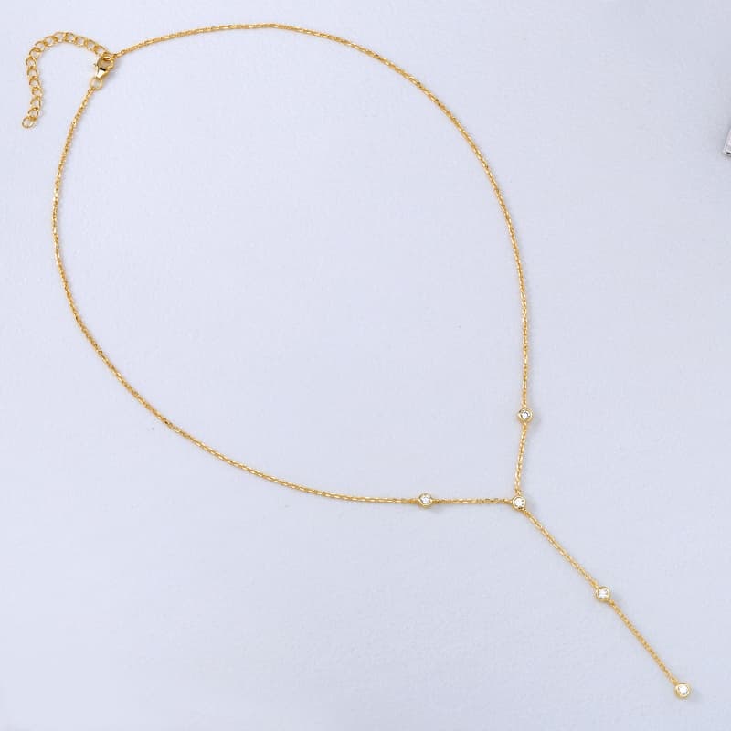 Cubic Zirconia Bezel Necklace