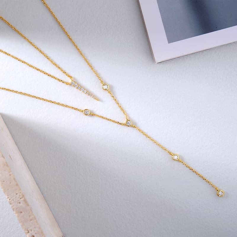 Cubic Zirconia Bezel Necklace