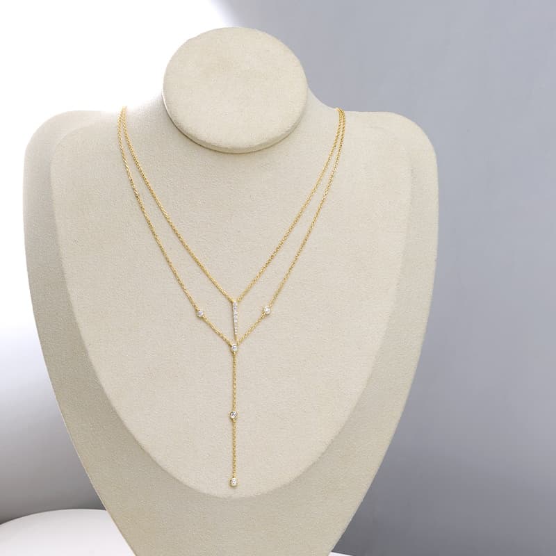 Cubic Zirconia Bezel Necklace