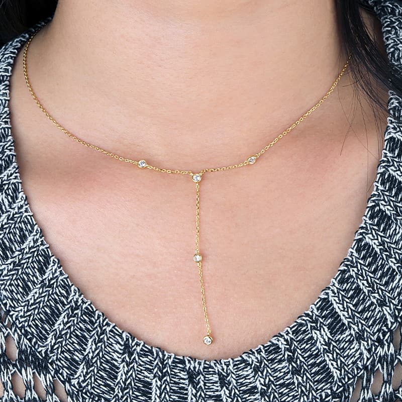 Cubic Zirconia Bezel Necklace