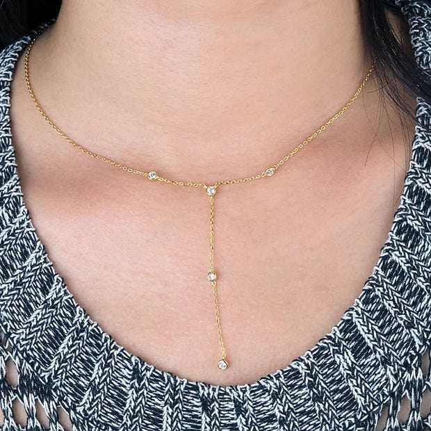 Cubic Zirconia Bezel Necklace