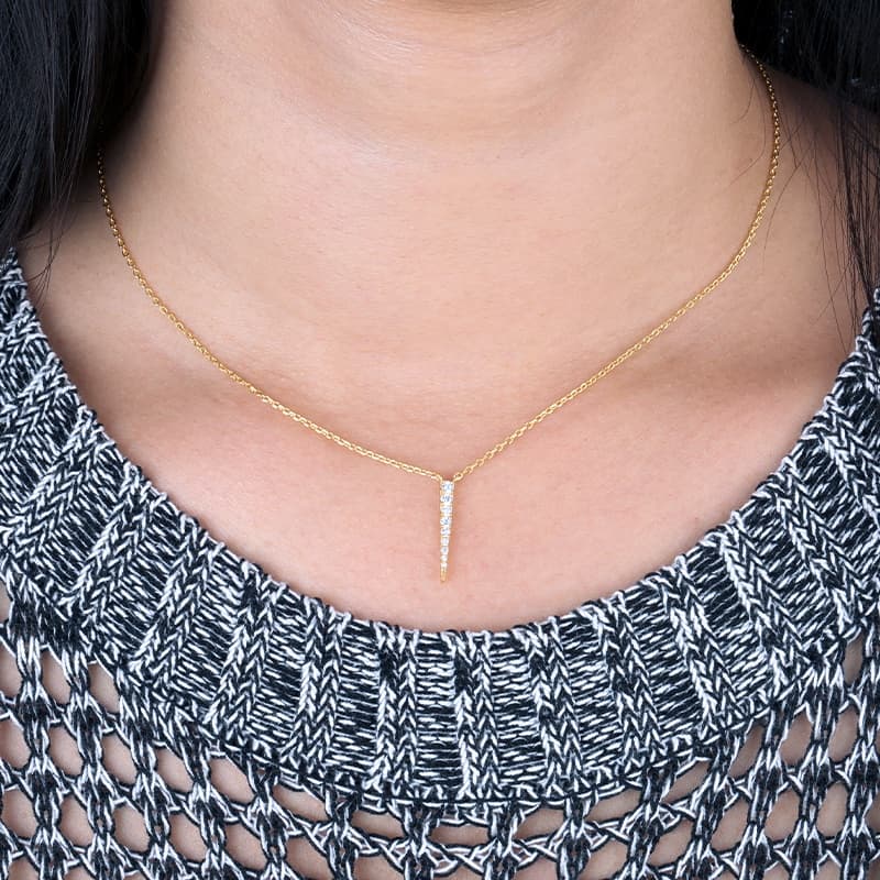 CZ Silver Spike Necklace
