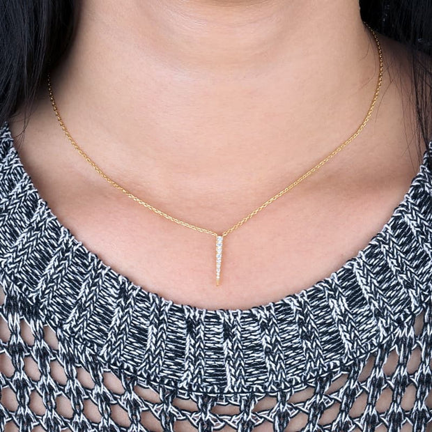CZ Silver Spike Necklace