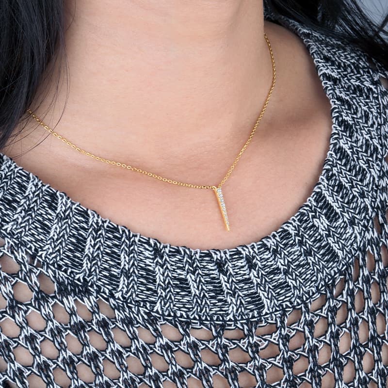 CZ Silver Spike Necklace