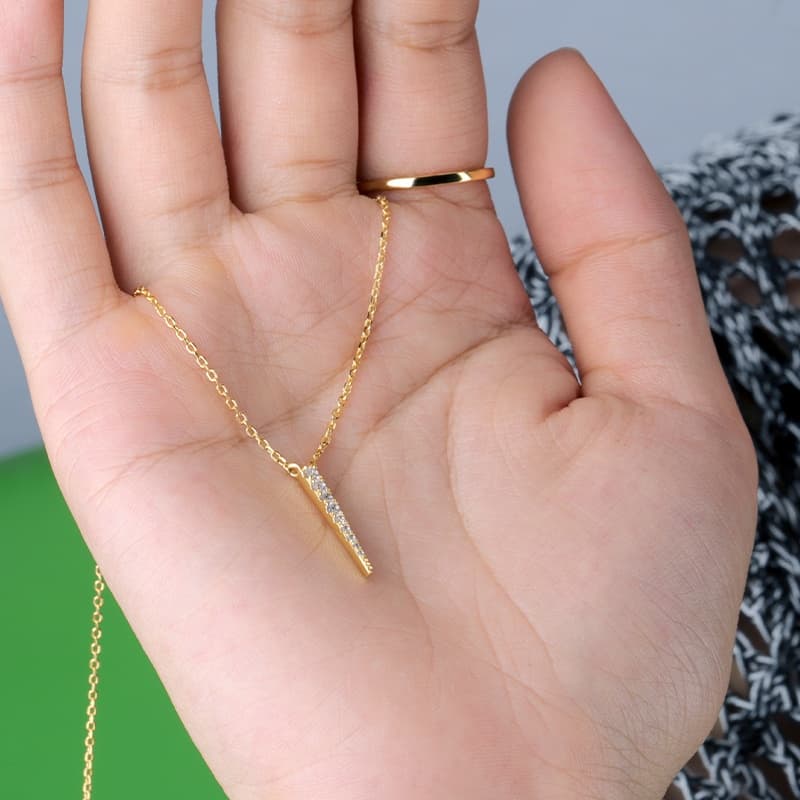 CZ Silver Spike Necklace