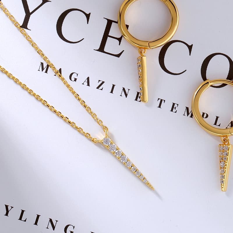 CZ Silver Spike Necklace