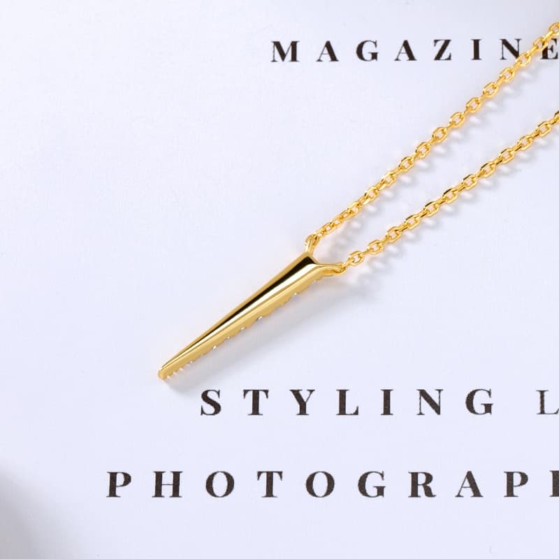 CZ Silver Spike Necklace