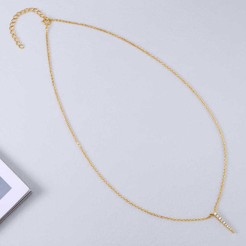 CZ Silver Spike Necklace
