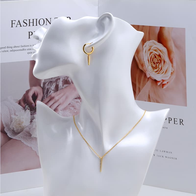 CZ Silver Spike Necklace