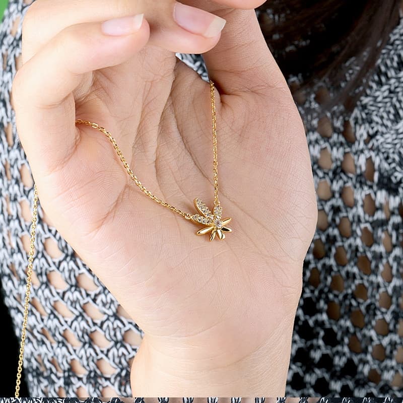 CZ Leaf Necklace