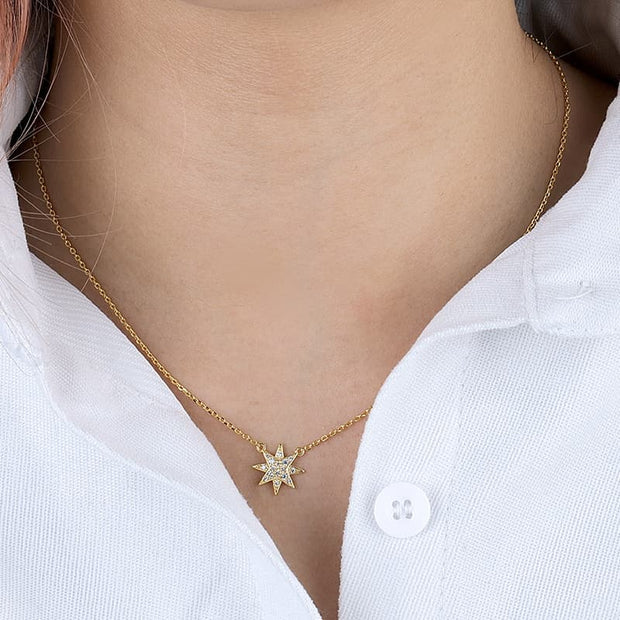 Eight-pointed Star Diamond Necklace