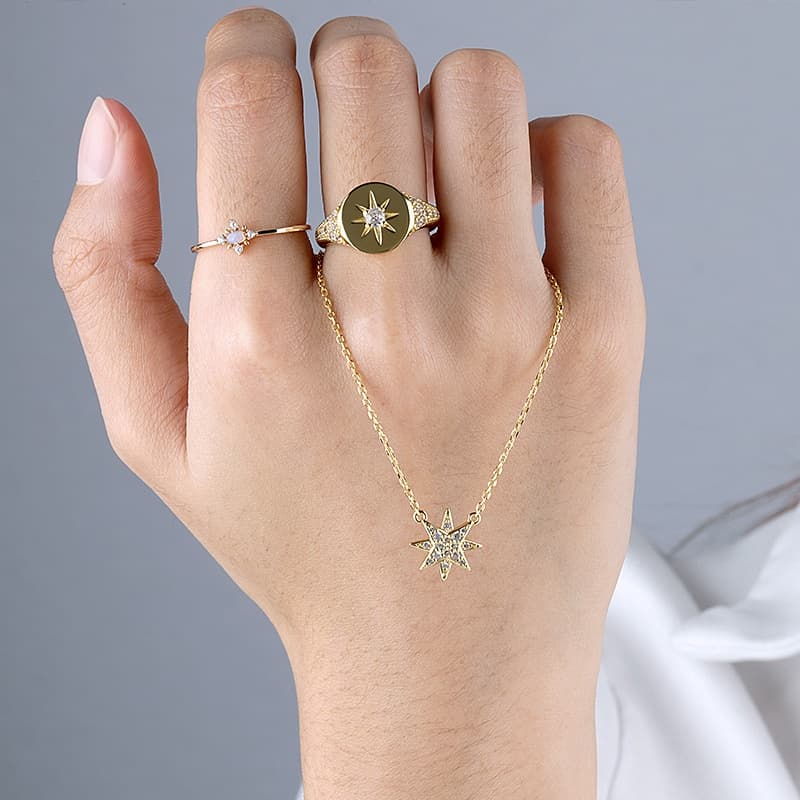 Eight-pointed Star Diamond Necklace