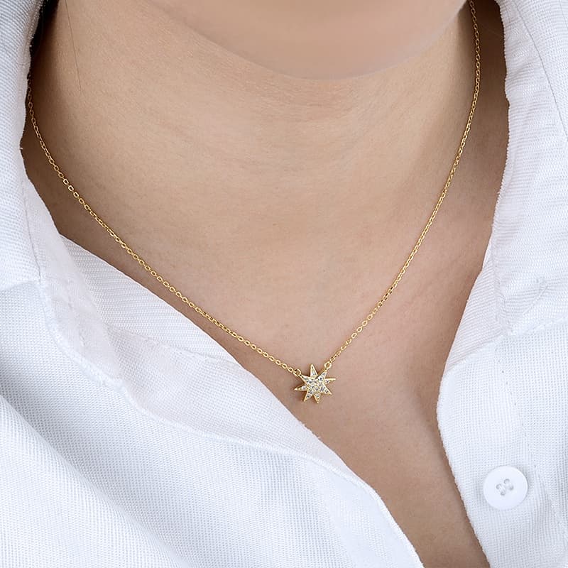 Eight-pointed Star Diamond Necklace