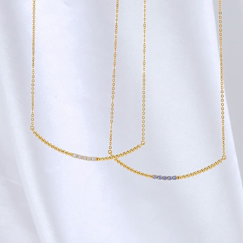Purple Sapphire Bar Bead Necklace