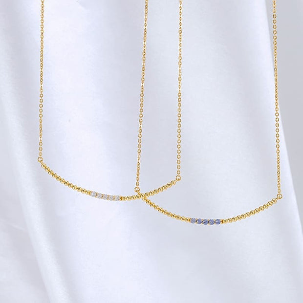 Purple Sapphire Bar Bead Necklace