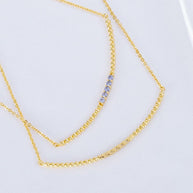 Purple Sapphire Bar Bead Necklace