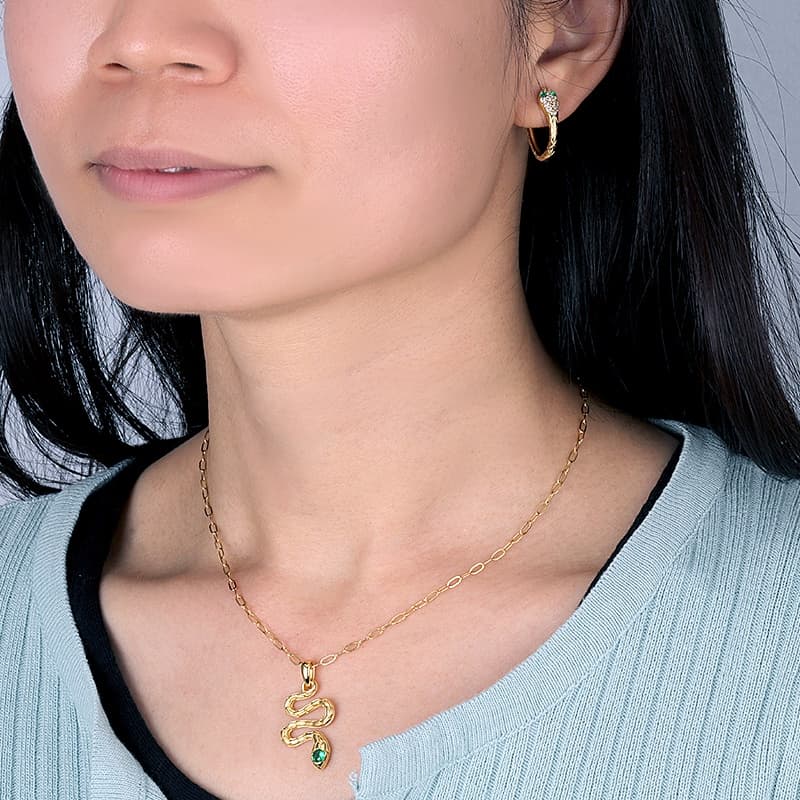 Green Eyes Snake Pendant