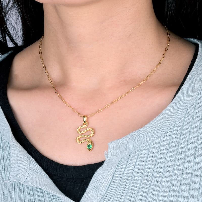Green Eyes Snake Pendant