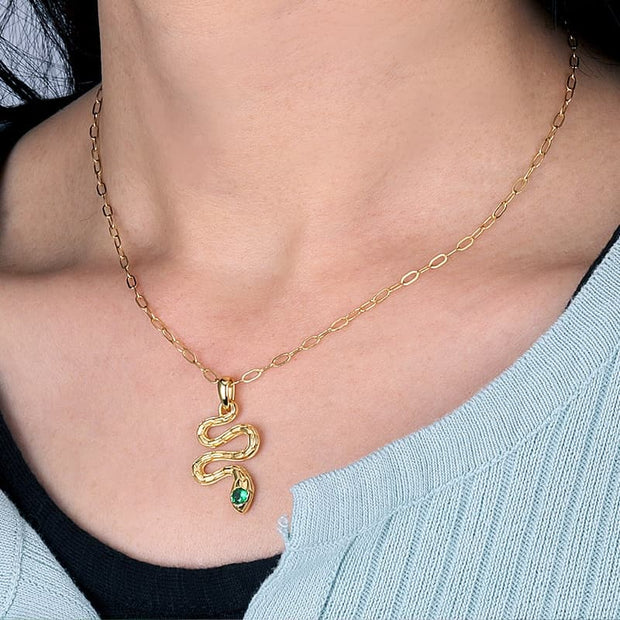 Green Eyes Snake Pendant