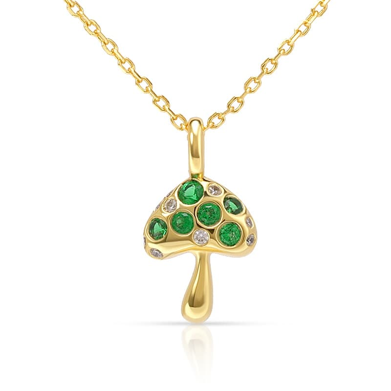 Green CZ Mushroom Pendant