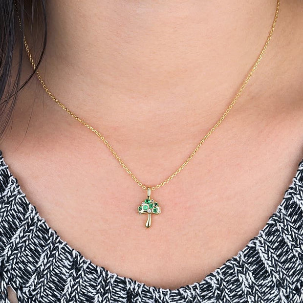 Green CZ Mushroom Pendant