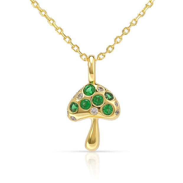 Green CZ Mushroom Pendant