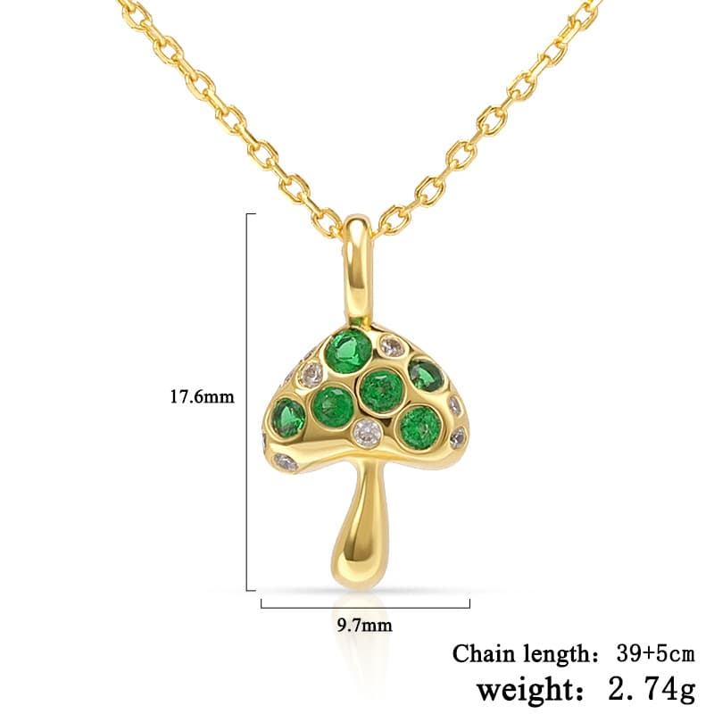 Green CZ Mushroom Pendant