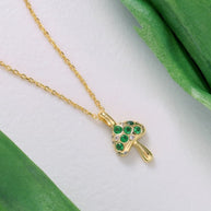 Green CZ Mushroom Pendant