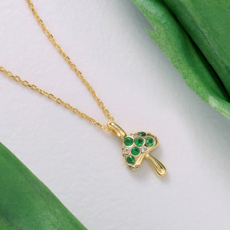 Green CZ Mushroom Pendant