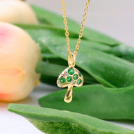 Green CZ Mushroom Pendant