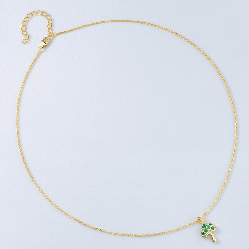 Green CZ Mushroom Pendant