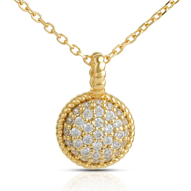 White CZ Retro Geometrical Sters Round Necklace