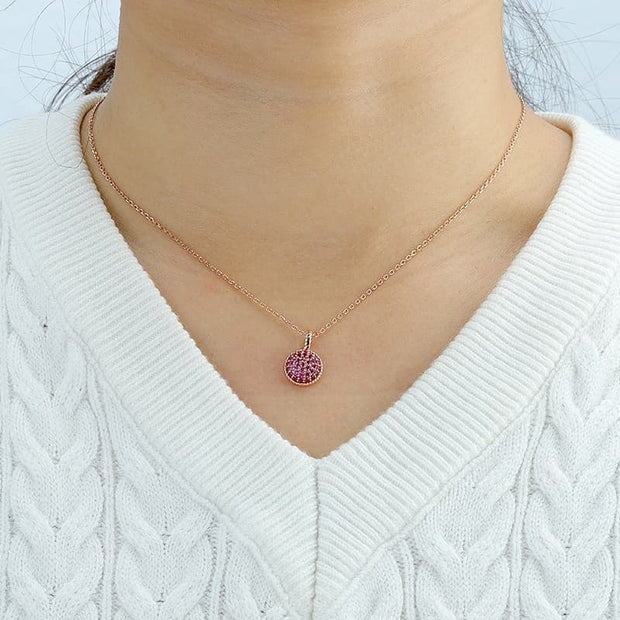 Red CZ Retro Geometrical Sters Round Necklace