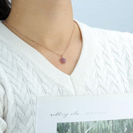 Red CZ Retro Geometrical Sters Round Necklace