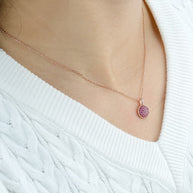 Red CZ Retro Geometrical Sters Round Necklace