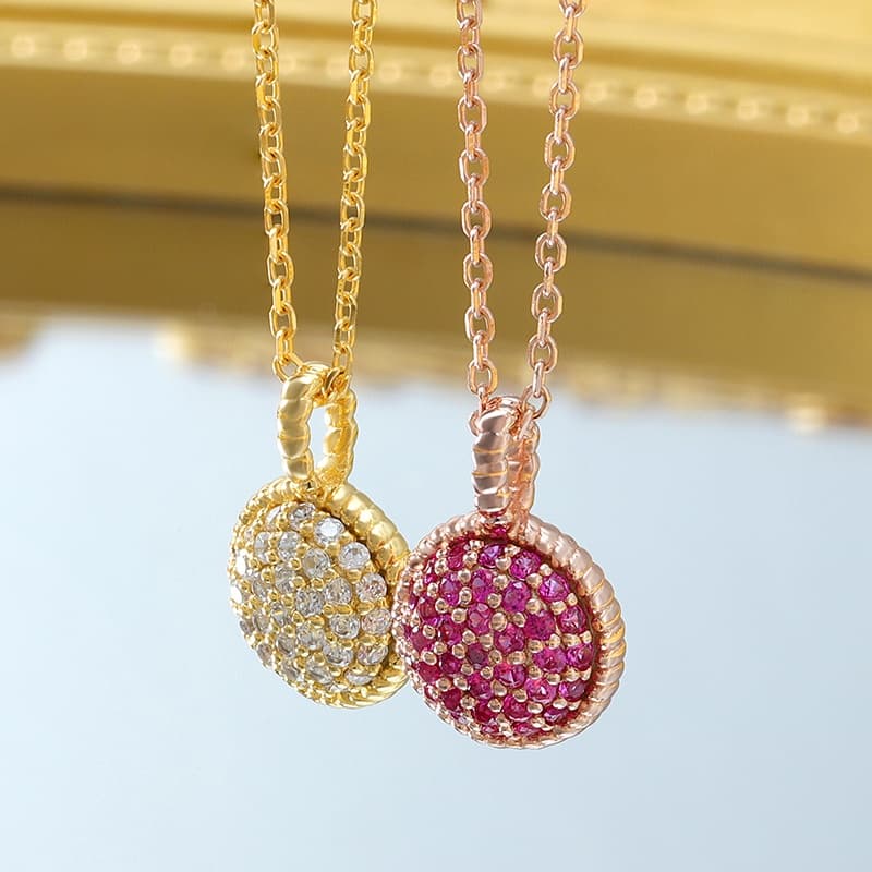 White CZ Retro Geometrical Sters Round Necklace
