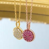 White CZ Retro Geometrical Sters Round Necklace